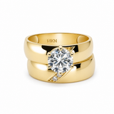 14K Yellow Gold Bridal Set with Cz Fashion Women's Ring