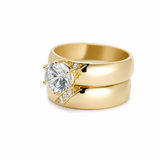 14K Yellow Gold Bridal Set with Cz Fashion Women's Ring