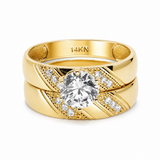 14K Yellow Gold Bridal Set with Cz Fashion Women's Ring