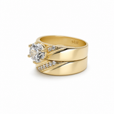 14K Yellow Gold Bridal Set with Cz Fashion Women's Ring