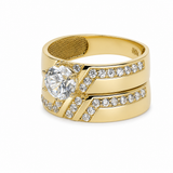 14K Yellow Gold Bridal Set with Cz Fashion Women's Ring