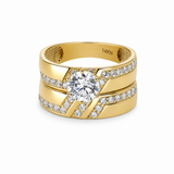 14K Yellow Gold Bridal Set with Cz Fashion Women's Ring