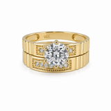 14K Yellow Gold Bridal Set with Cz Fashion Women's Ring