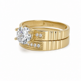14K Yellow Gold Bridal Set with Cz Fashion Women's Ring