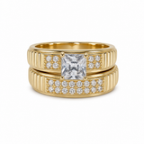 14K Yellow Gold Bridal Set with Cz Fashion Women's Ring