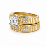 14K Yellow Gold Bridal Set with Cz Fashion Women's Ring