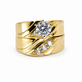 14K Yellow Gold Bridal Set with Cz Fashion Women's Ring