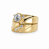 14K Yellow Gold Bridal Set with Cz Fashion Women's Ring