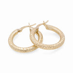 10K Yellow Gold Diamond Cut Small Hoop Earrings Miral Jewelry