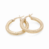 10K Yellow Gold Diamond Cut Small Hoop Earrings Miral Jewelry