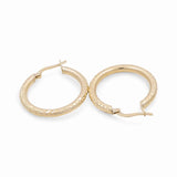10K Yellow Gold Diamond Cut Medium Hoop Earrings Miral Jewelry