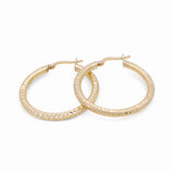 10K Yellow Gold Diamond Cut Large Hoop Earrings