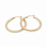 10K Yellow Gold Diamond Cut Large Hoop Earrings Miral Jewelry
