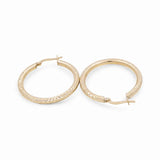 10K Yellow Gold Diamond Cut Large Hoop Earrings Miral Jewelry