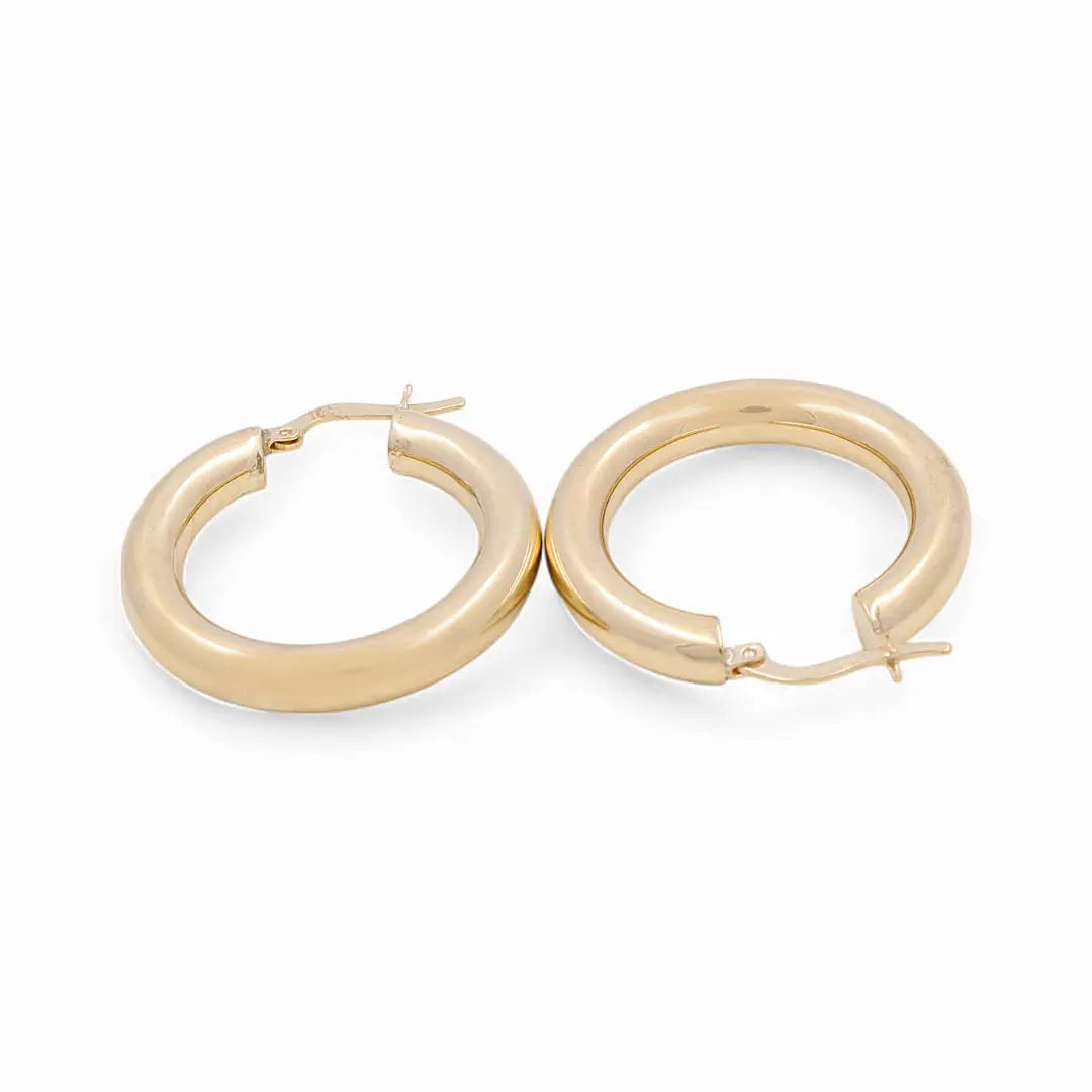 10K Yellow Gold Medium Hoop Earrings Miral Jewelry