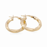 10K Yellow Gold Twisted Hoop Earrings Miral Jewelry