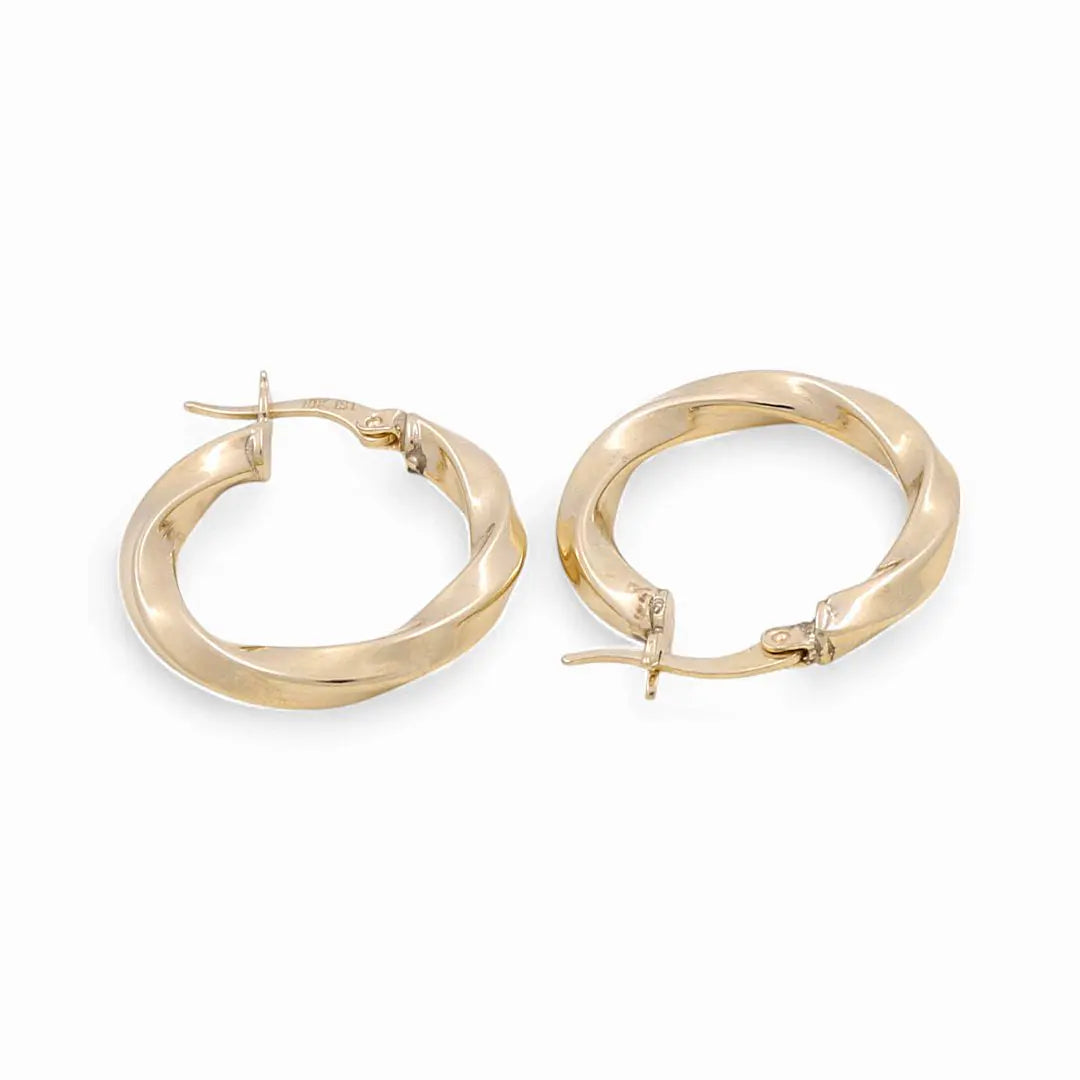 10K Yellow Gold Twisted Hoop Earrings Miral Jewelry