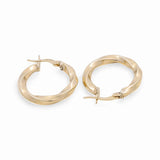 10K Yellow Gold Twisted Hoop Earrings Miral Jewelry