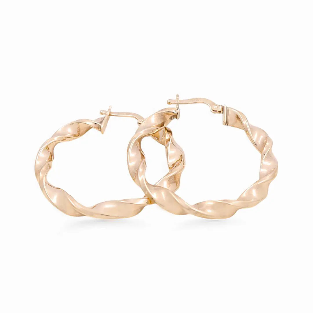 10K Yellow Gold Twisted Hoop Earrings Miral Jewelry