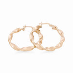 10K Yellow Gold Twisted Hoop Earrings Miral Jewelry