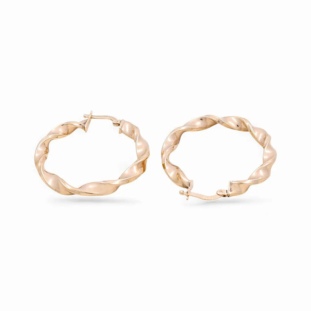 10K Yellow Gold Twisted Hoop Earrings Miral Jewelry