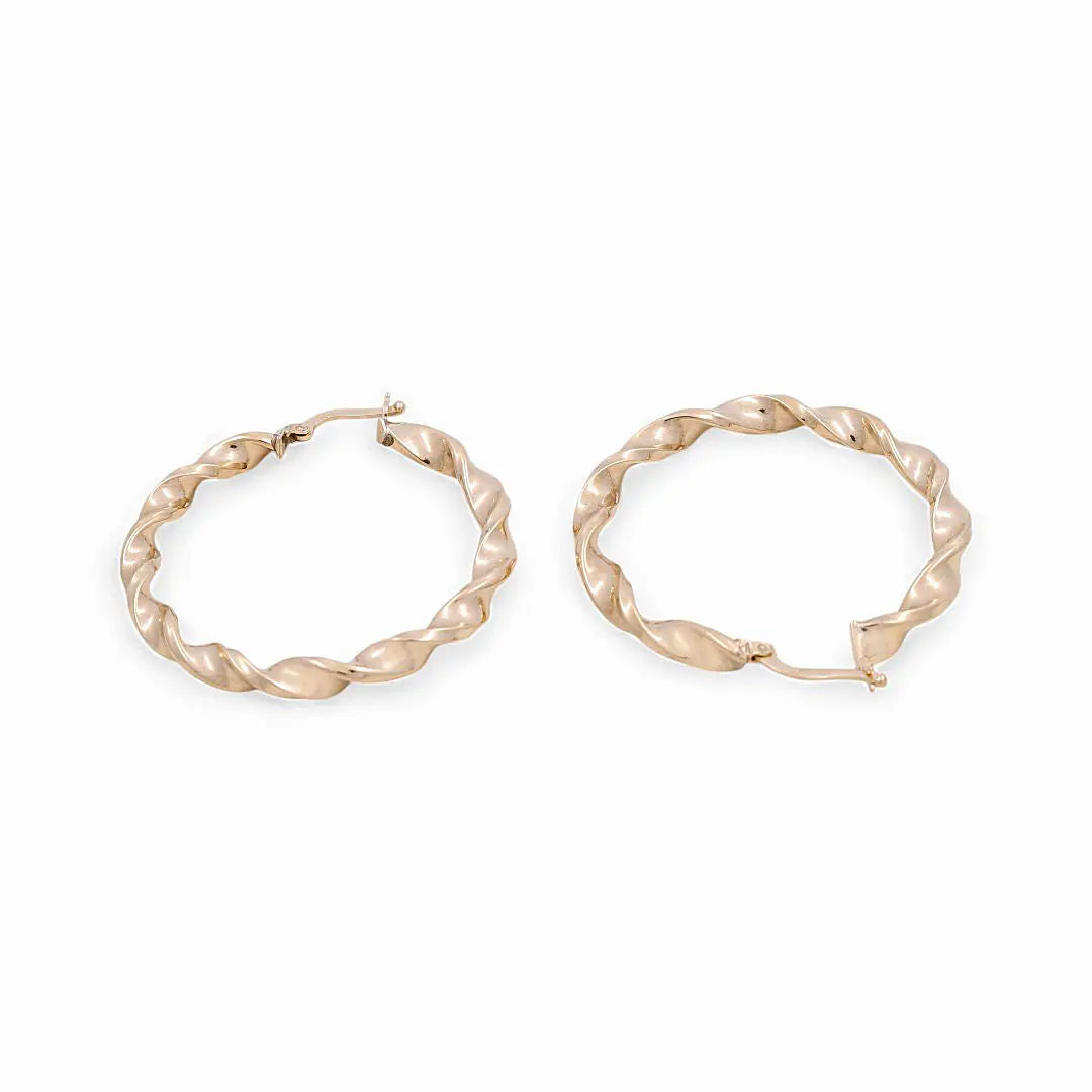 10K Yellow Gold Twisted Hoop Earrings Miral Jewelry