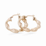 10K Yellow Gold Greek Twisted Hoop Earrings Miral Jewelry
