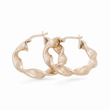 10K Yellow Gold Greek Twisted Hoop Earrings Miral Jewelry