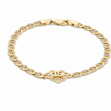10K Yellow Gold Quinceañera "15" Bracelet – Mariner Link with CZ