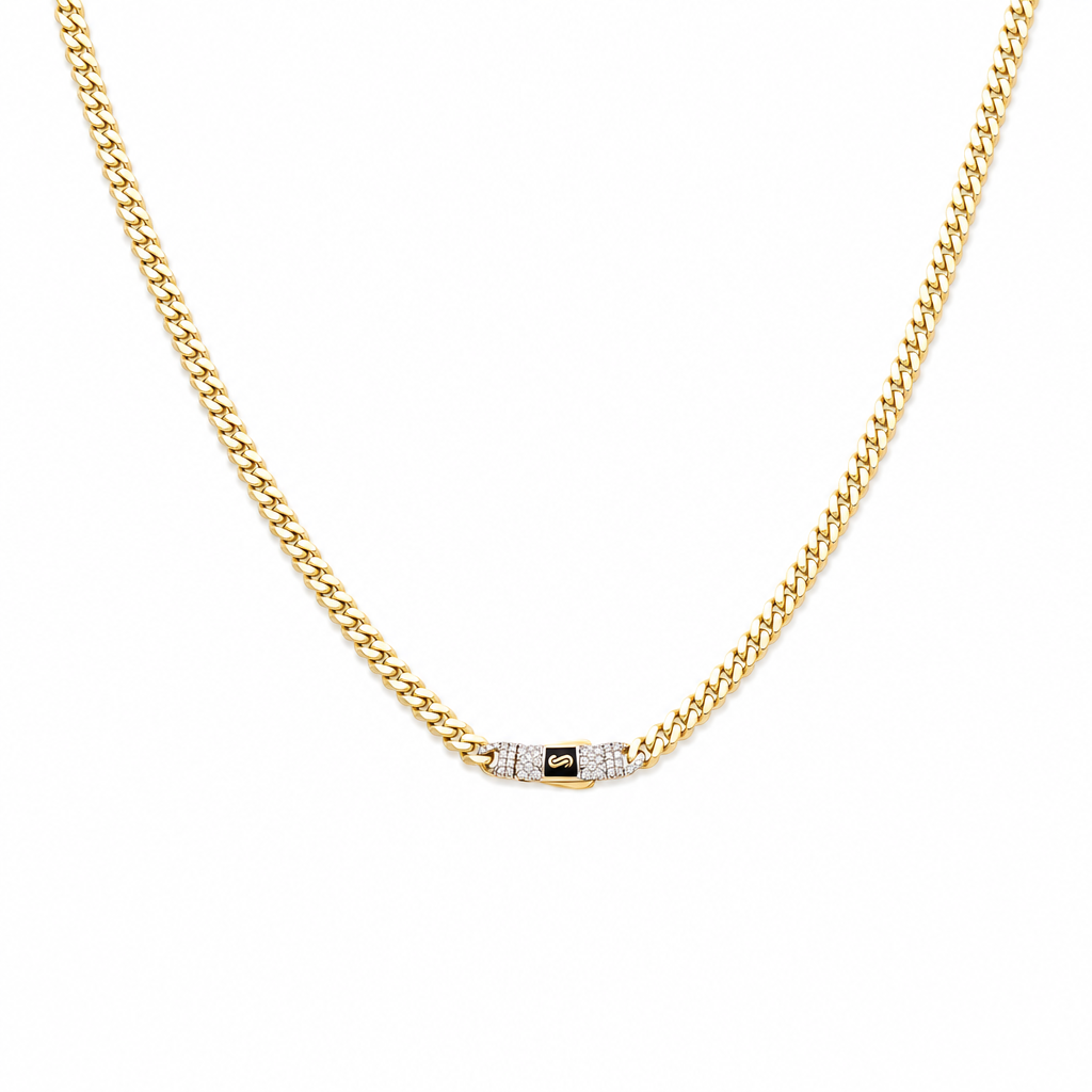 10K Yellow Gold Monaco Chain with CZ Clasp 4mm, 18in, 7.4 g
