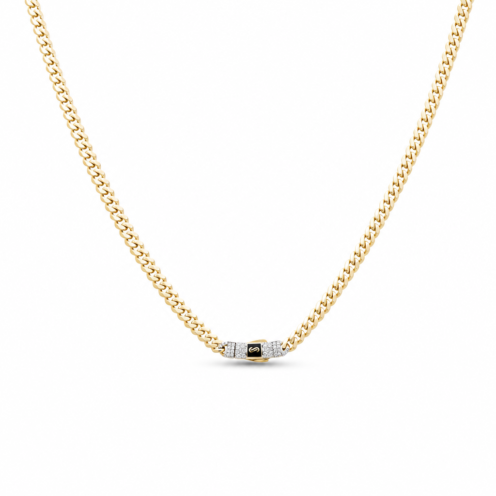 10K Yellow Gold Monaco Chain with CZ Clasp 5mm, 20in, 12.2 g
