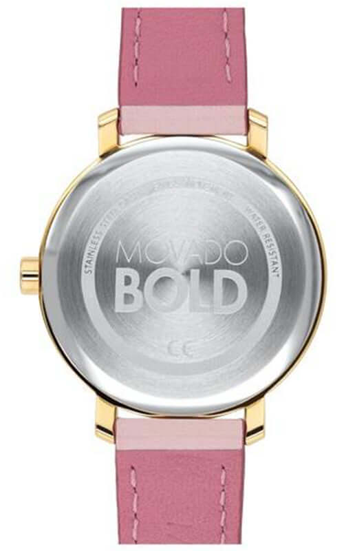 MOVADO Bold Evolution Rose Dial Leather Strap Women's Watch