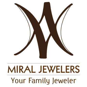 Miral Jewelers Logo in Brown with text writing Your Family Jeweler