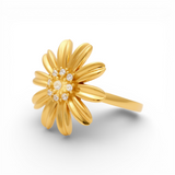 14K Yellow Gold Flower Fashion Women's Ring