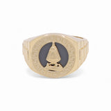 10k Yellow Gold Caridad del Cobre with Onix Men's Fashion Ring