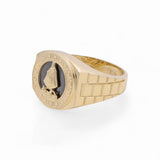 10k Yellow Gold Caridad del Cobre with Onix Men's Fashion Ring