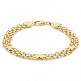 14K Yellow Gold Bismarck With Hearts Bracelet