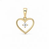14K Yellow Gold Heart With CZ Pendant