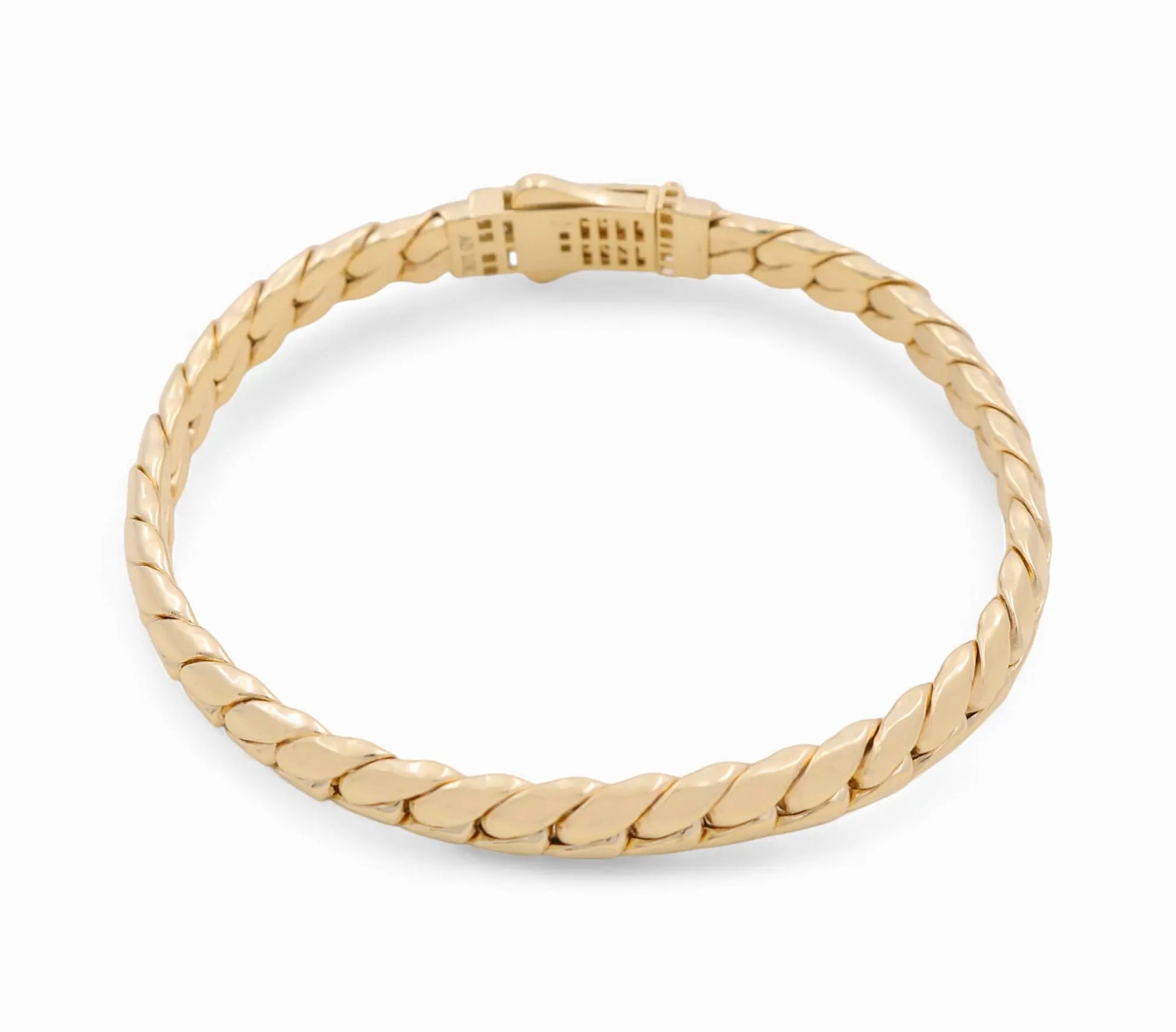 10K Yellow Gold Fancy Link with Cz Clasp Bracelet Miral Jewelry