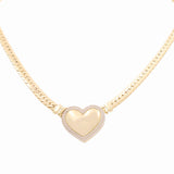 10k Yellow Gold Miami Herrigbone with Heart Necklaces 17"