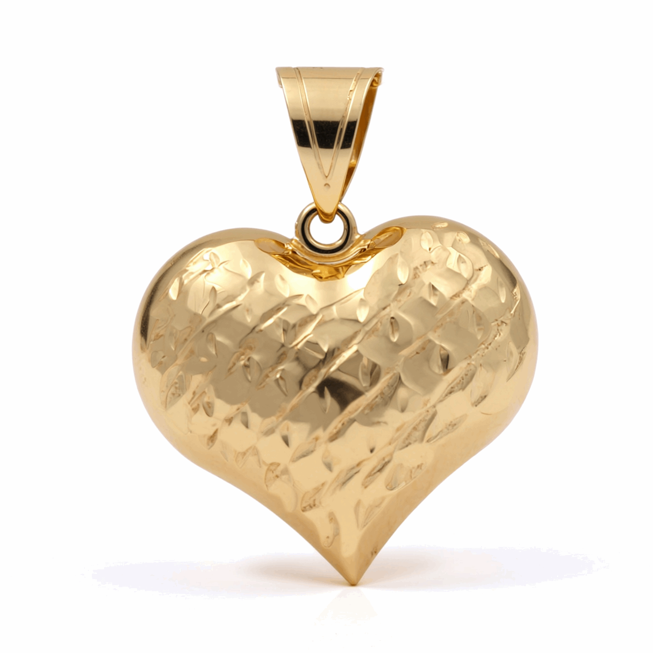 10K Yellow Gold Diamond Cut Heart Women's Pendant