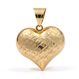 10K Yellow Gold Diamond Cut Heart Women's Pendant