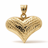 10K Yellow Gold Diamond Cut Heart Women's Pendant