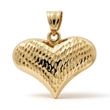 10K Yellow Gold Diamond Cut Heart Women's Pendant