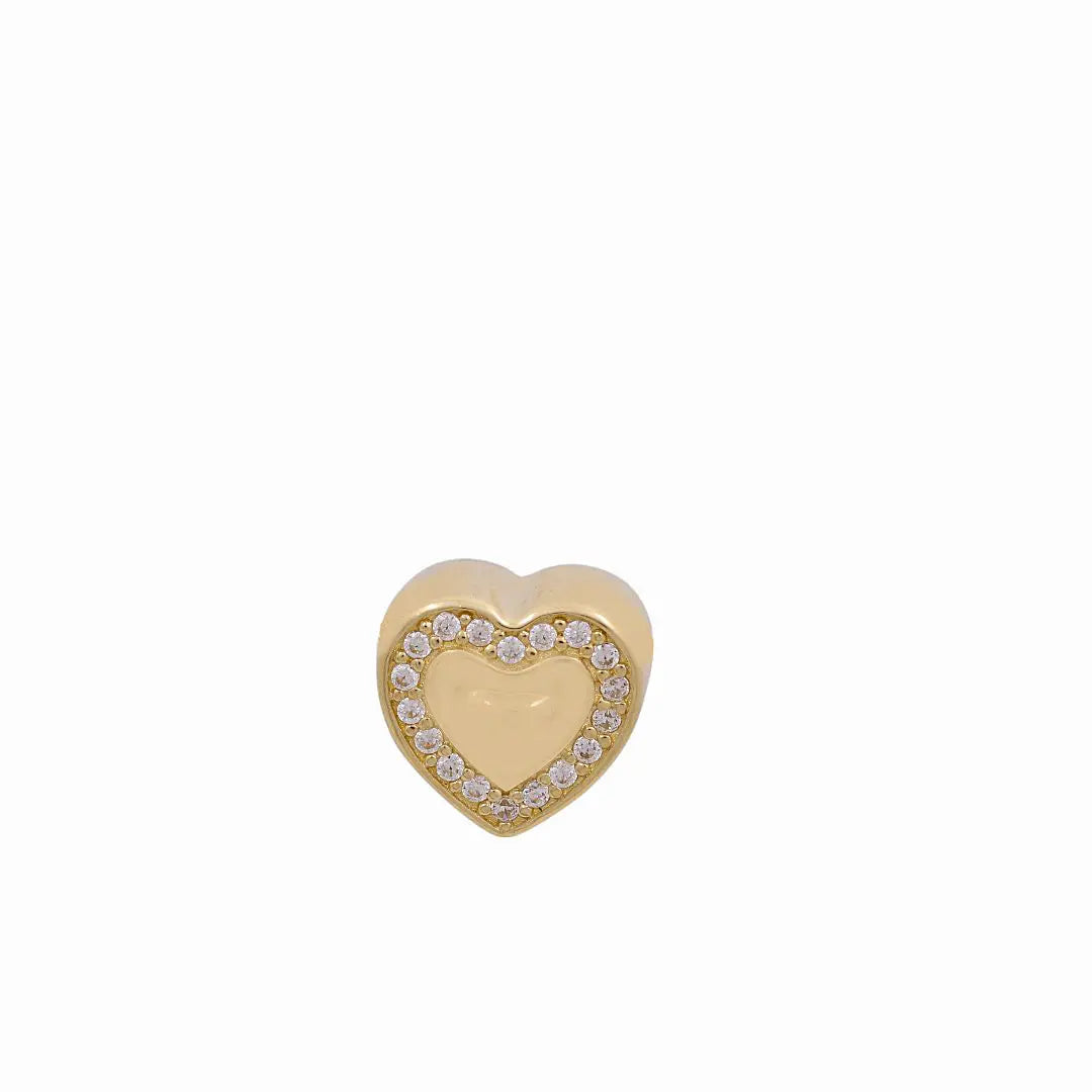 14K Yellow  Gold Heart with Cz Charms Pendant Miral Jewelry