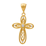 14K Yellow Gold Cross with Cz Pendant