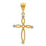 14K Yellow Gold Cross with Cz Pendant