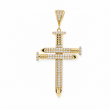 10K Yellow Gold Cross with Cz Pendant