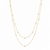 14K Yellow Gold Double Straned Women's Necklace 17-18"
