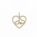 14K Yellow Gold Hearts With Cz Pendant